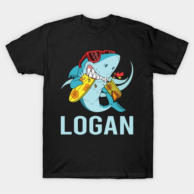 Funny Shark - Logan Name T-Shirt by songuk